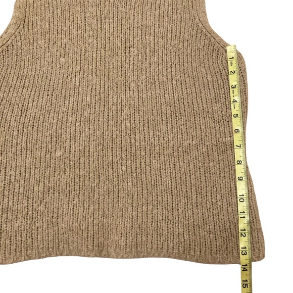 Vintage 90’s Chunky Knit Wool Blend Sweater Vest Women’s Small Tan Boho Indie - Picture 5 of 5